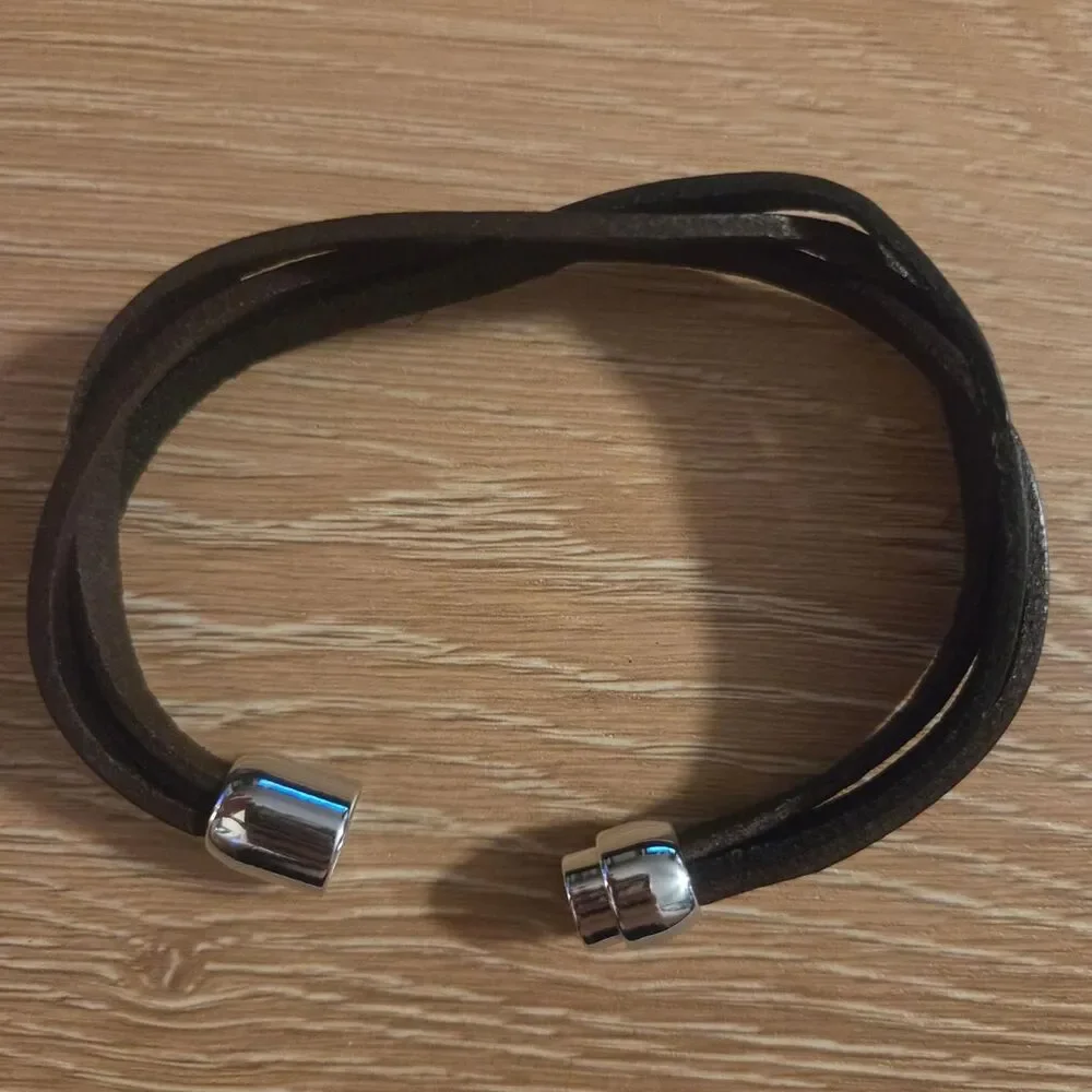 Leather Magnetic Wrap Bracelet Minimalist Unisex Cuff